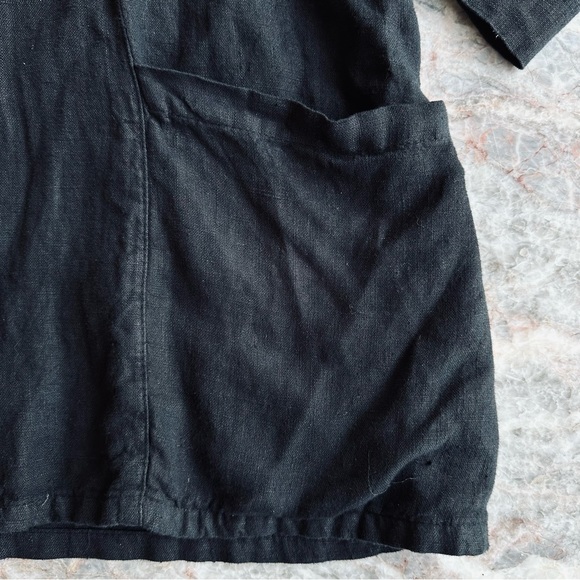 Match Point USA 100% 5.5oz Linen Mandarin Collar Long Sleeve Button Up Jacket, L - Picture 4 of 7